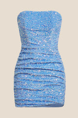 Strapless Fuchsia Bodycon Sequin Short Dress