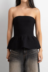 KNIT PEPLUM TUBE TOP