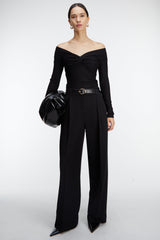 CROPPED OFF THE SHOULDER TWIST FRONT TOP
