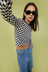 CHECKERED LONG SLEEVE TOP