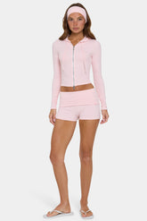 Ribbed Jersey Mini Shorts in Peach Stripe