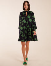 Abstract High Neck Keyhole Shift Dress