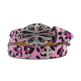 Chrome heart middle cross Diamonds belt pink