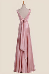 Light Blue V Neck Sheath Long Party Dress