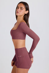 Long-Sleeve Crop Top in Acai
