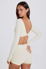 Long-Sleeve Crop Top in Cream