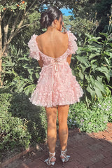 Black A-line Short Babydoll Dress with Bow
