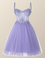 Lavender Corset A-line Short Homecoming Dress