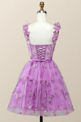 Lilac Butterfly Tulle A-line Short Homecoming Dress