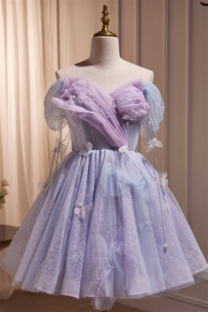 Off the Shoulder Lilac A-line Short Princess Dress
