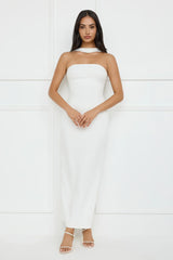 Stylish Fusion Halter Maxi Dress White