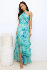 Starlight Stroll Halter Maxi Dress Green