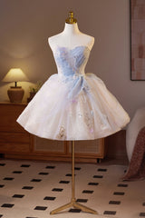 Strapless Champagne A-line Short Ball Gown