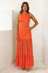 Styled To Flirt Mesh Maxi Dress Orange