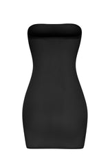 Soft Sheer-Mesh Bandeau Mini Slip Dress in Black