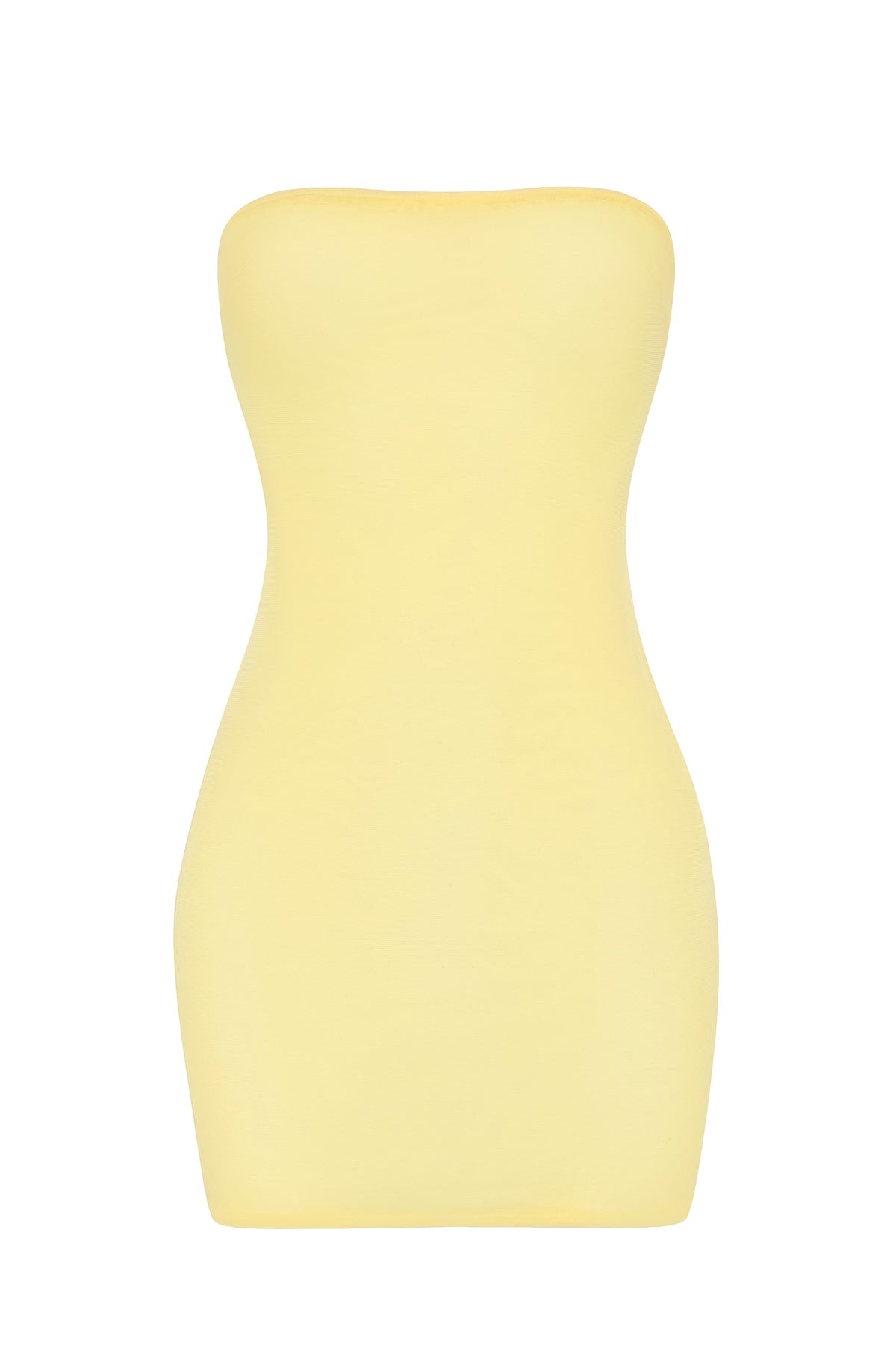 Soft Sheer-Mesh Bandeau Mini Slip Dress in Yellow