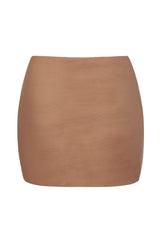 Soft Mesh Low-Rise Micro Mini Slip Skirt in Honey