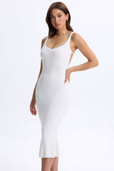 Modal Plunge Open-Back Midaxi Dress in White