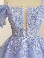 Off the Shoulder Appliques Light Purple A-line Princess Dress