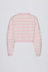Soft Knit Stripe Cropped Cardigan in Pink Stripe