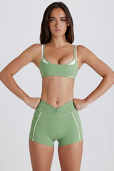 Soft Active Twist-Front Mini Shorts in Jade