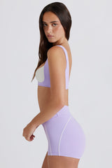 Soft Active Twist-Front Mini Shorts in Lilac