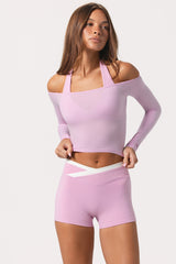 Soft Jersey Off-Shoulder Top in Sweet Pink