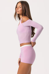 Soft Jersey Off-Shoulder Top in Sweet Pink