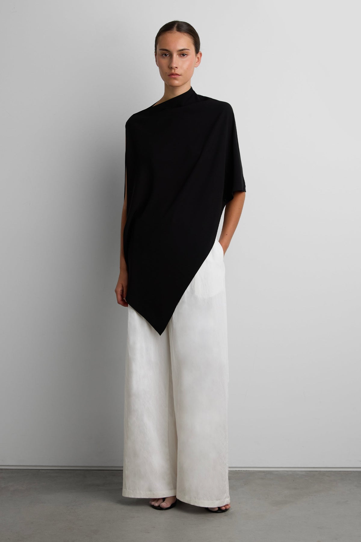 ASYMMETRICAL DRAPE CAPE TOP