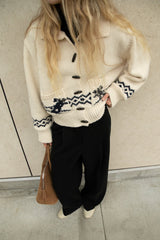 PATTERNED CARDIGAN WITH TOGGLE CLOSURE