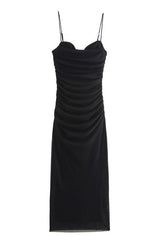 Orange Straps Print Draped Fitted Dress