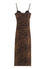 Orange Straps Print Draped Fitted Dress