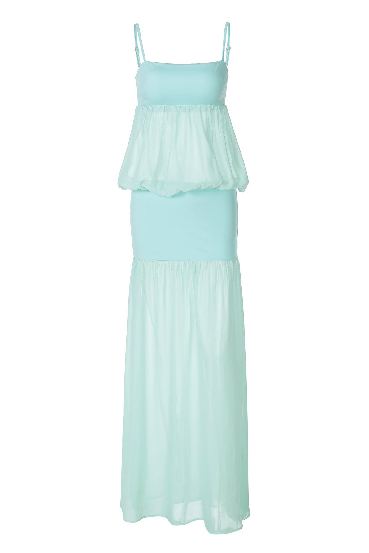 Mint Green Straps Fitted Tiered Dress