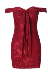 Red Velvet Off the Shoulder Tight Dress