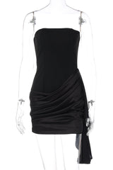Nude Tight Ruched Side Train Short Dress