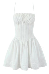 White Spaghetti Strap Bow Lace Party Skirt