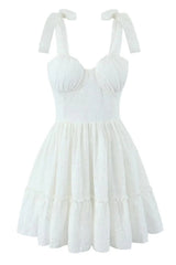 Black Straps Illusion Ruched Lase-up Short Dress
