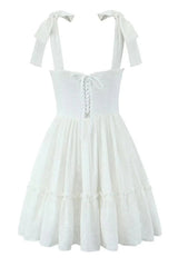 Black Straps Illusion Ruched Lase-up Short Dress