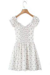 Black Floral Cap Sleeve Ruched Long Dress
