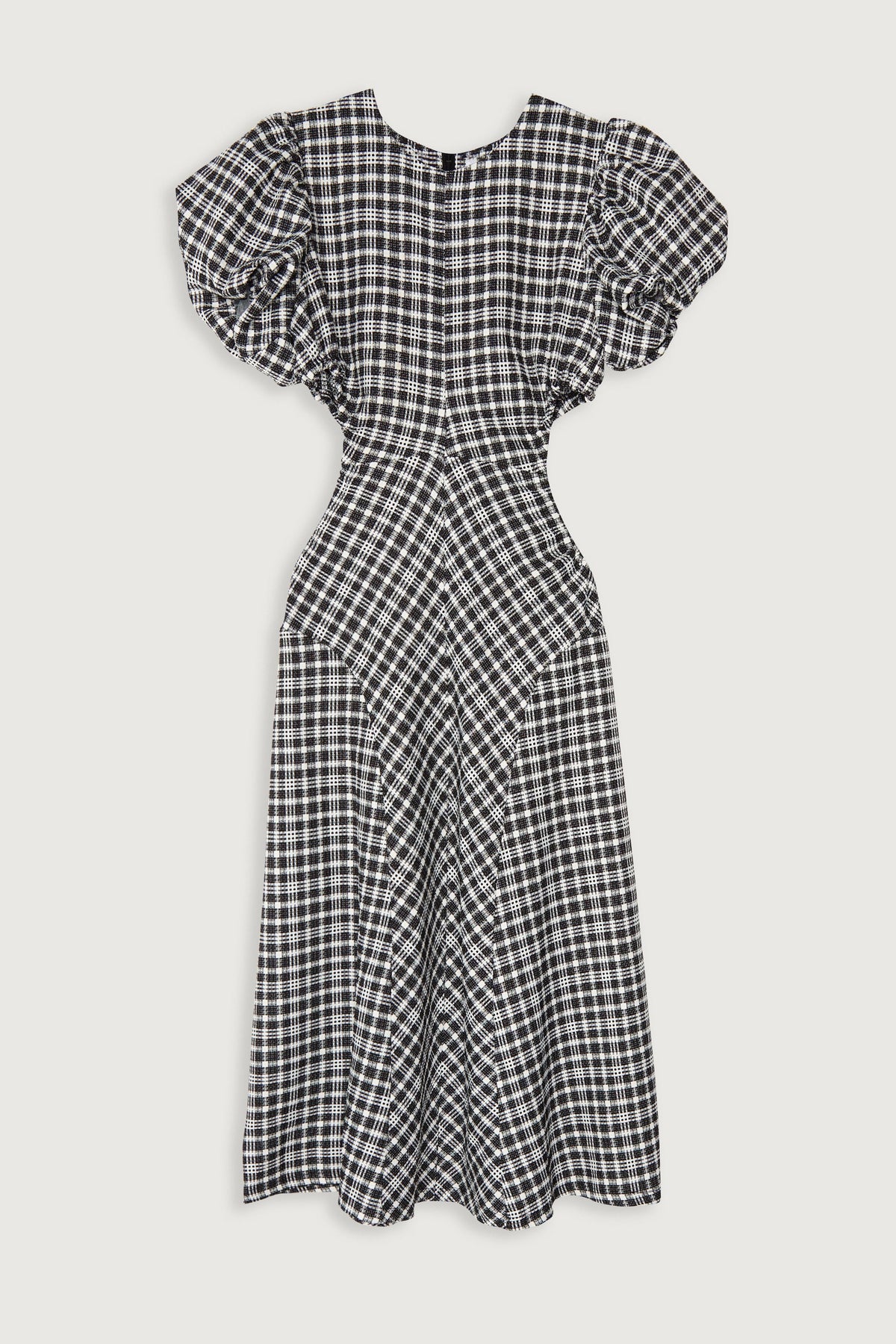 PLAID PUFF SLEEVE DRESS WITH CUTOUTS