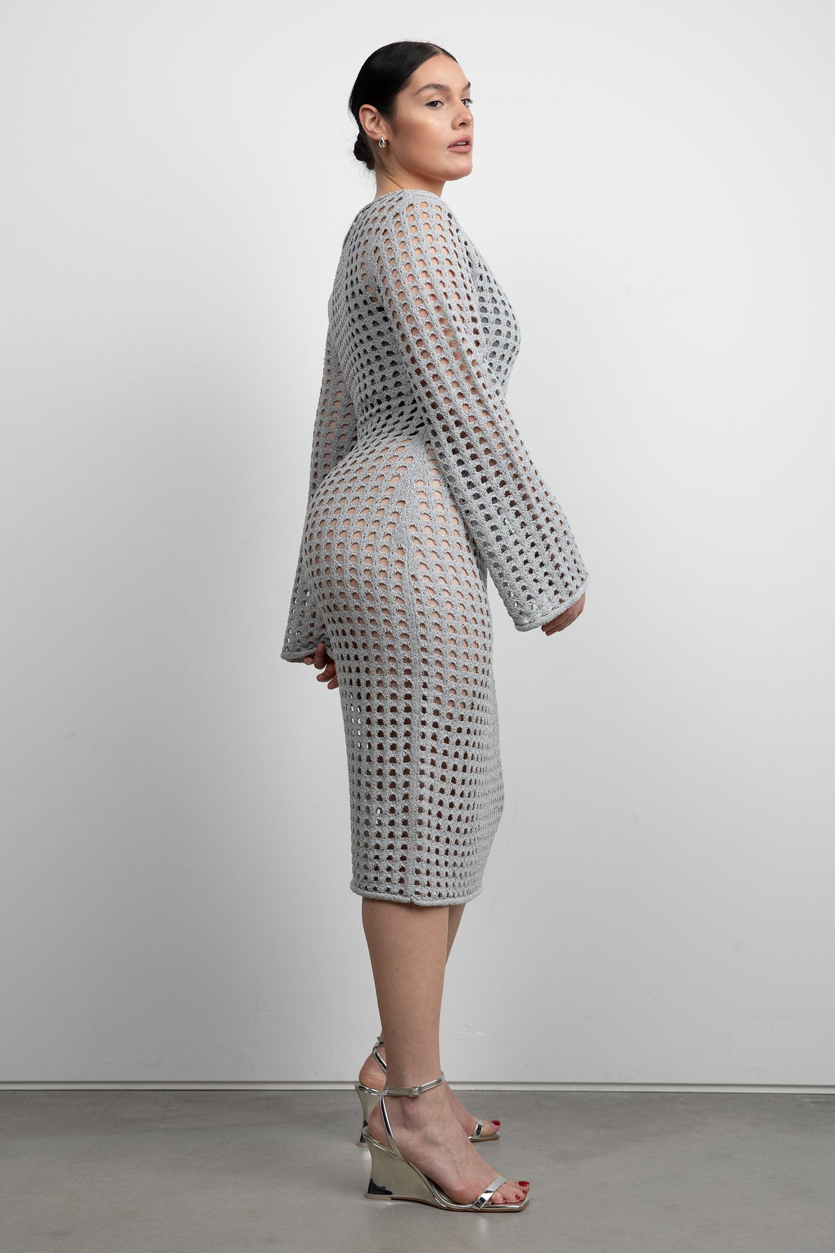 MIDI OPEN KNIT SWIMSUIT COVERUP DRESS