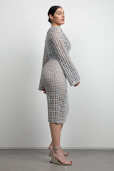 MIDI OPEN KNIT SWIMSUIT COVERUP DRESS