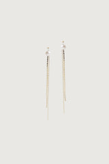CHAIN AND ZIRCONIA DROP EARRING