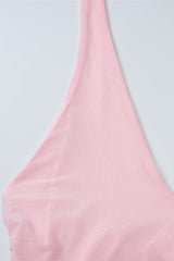Halter Pink Ruched Tiered Long Dress