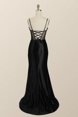 Black Mermaid Satin Long Formal Dress