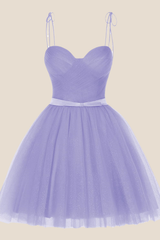 Lavender Sparkle Tulle Short Dress with Belt