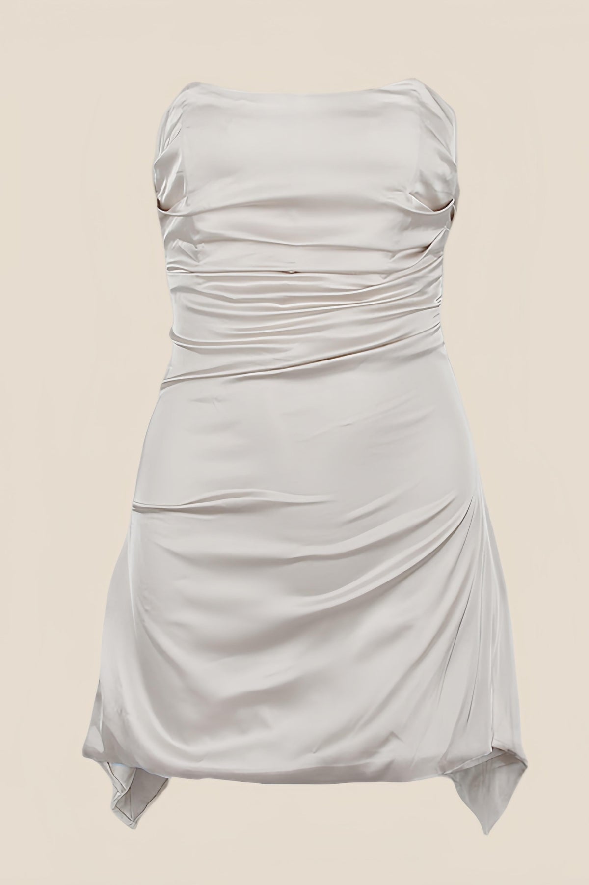 Strapless Grey Ruched Short Homecoming Dress