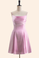 Pink Cowl Neck Short Dress with Back Bow