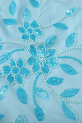 Blue Beaded Strapless Fitted Short Dress