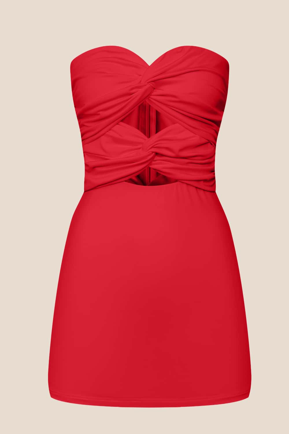 Red Keyholes Fitted Short Dress